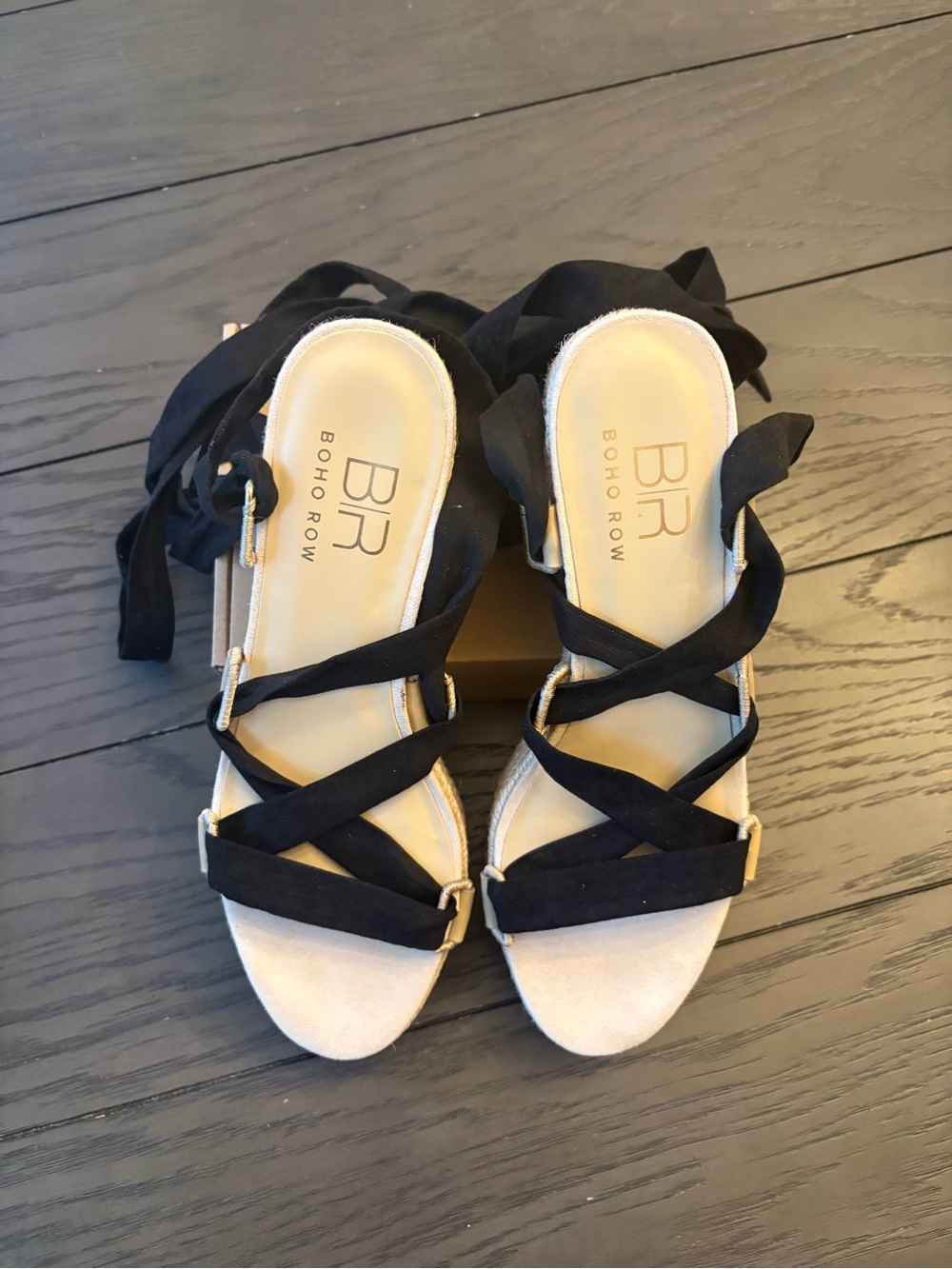Boho Row Black Lace-Up Sandals